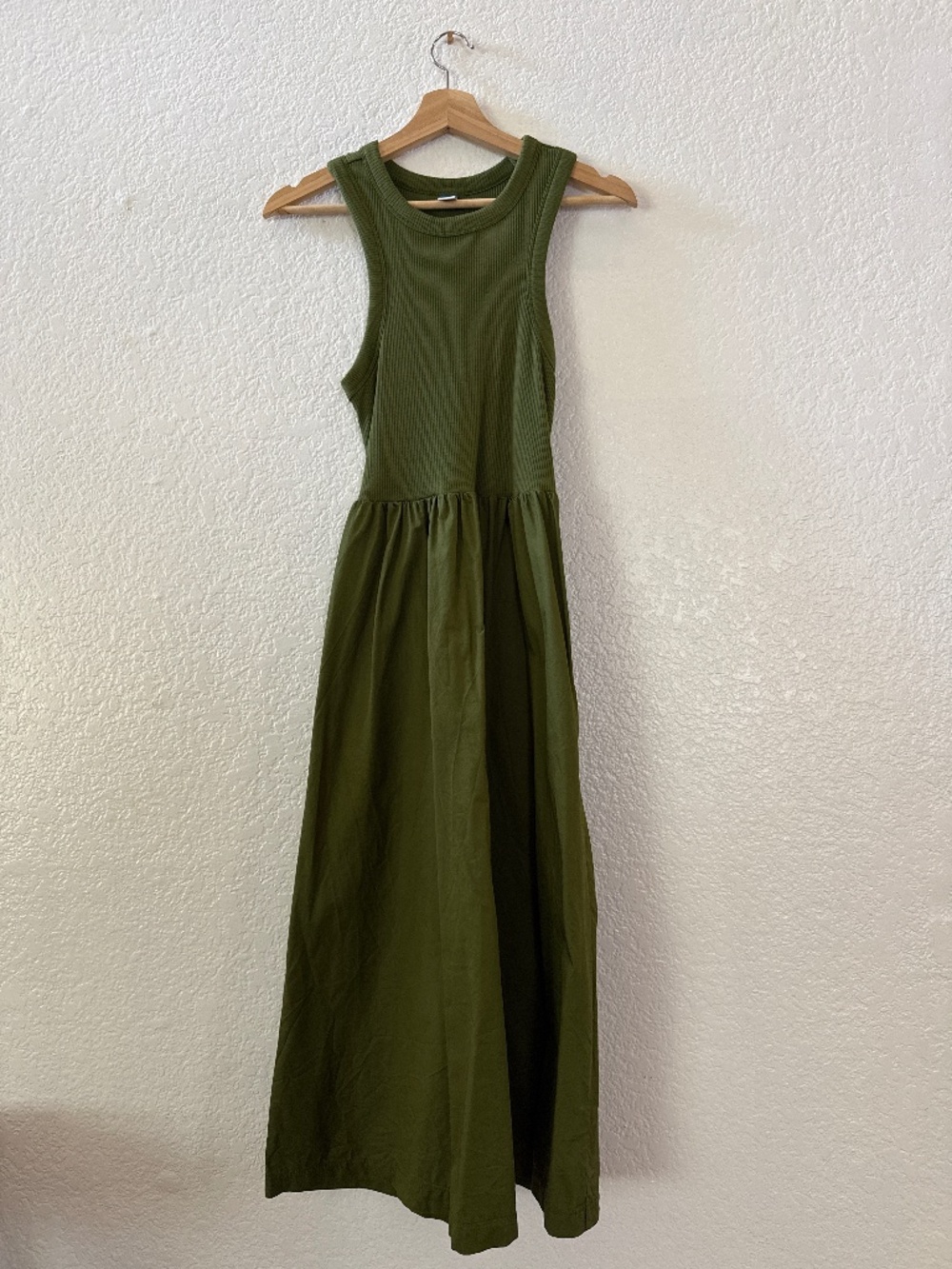 Old Navy Midi Dress Green Mixed Media Sleeveless Racerback